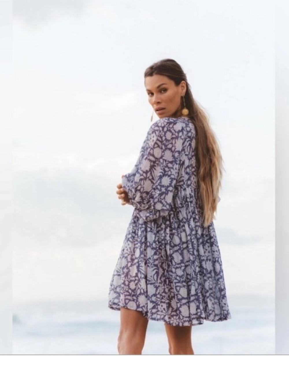 Daughters of India Kyra Mini Dress Blue Iris Blue Size Medium